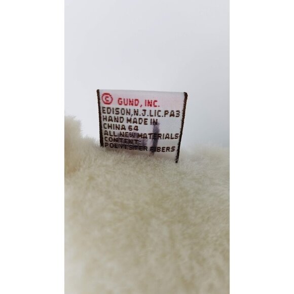 Gund Plush 11" Bunny Rabbit White Stuffed Animal Sitting Green Gold Ribbon - Picture 9 of 10